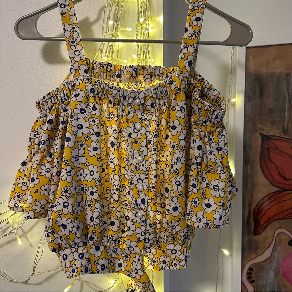 Summer Floral Print Off-The-Shoulder Top